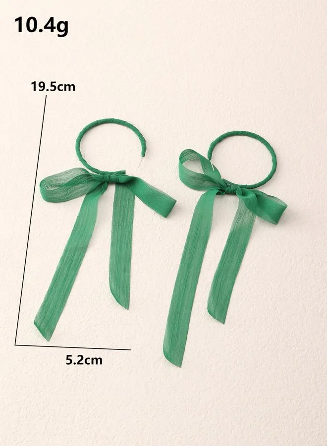 Take Two Take Two Green Hoop Earrings with Bow