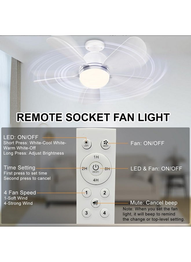 QiyuanLS 2-Pack Socket Fan Light, Dimmable LED Ceiling Fan Light Bulb Replacement, E26 Screw in Modern Ceiling Fan Light with Remote Control, Energy Efficient Quiet Fan Light for Bedroom Living Room Garage  - Image 1