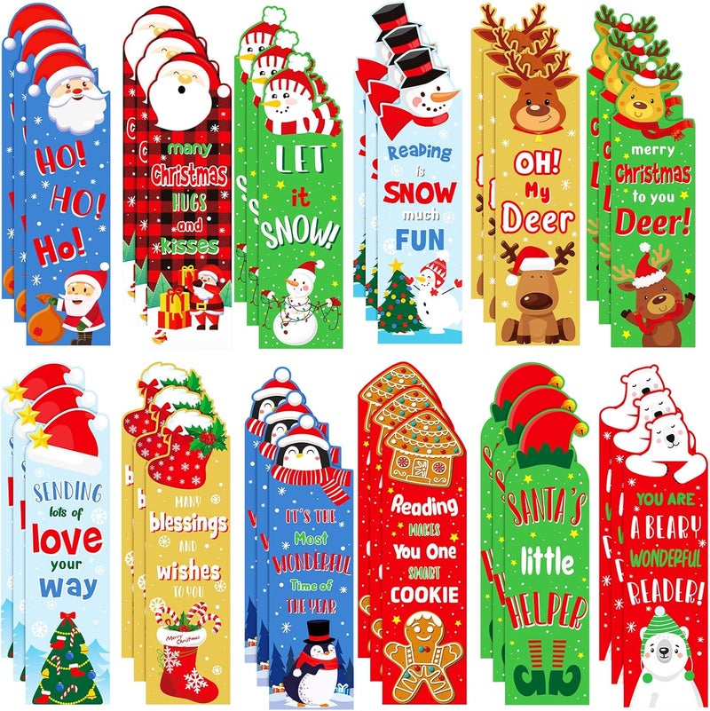 Fainne 60 Pieces Christmas Scented Bookmarks Kids Bulk Scratch and Sniff Smelly Classroom Cute Back to School Bookmarks Gift Stuff for Students Christmas End of Year Graduation Birthday Gift Favor - Image 1