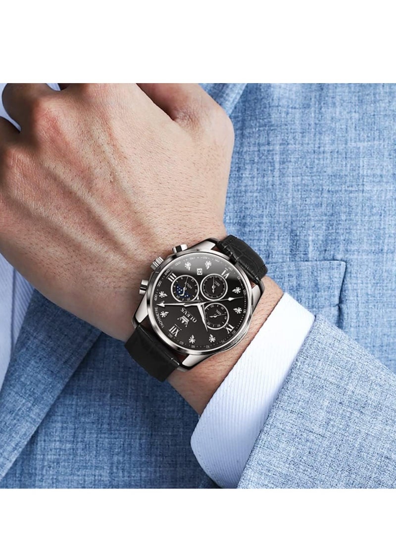 OLEVS Watches for Men Quartz Leather Chronograph Water Resistant Watch 2888 - Image 2