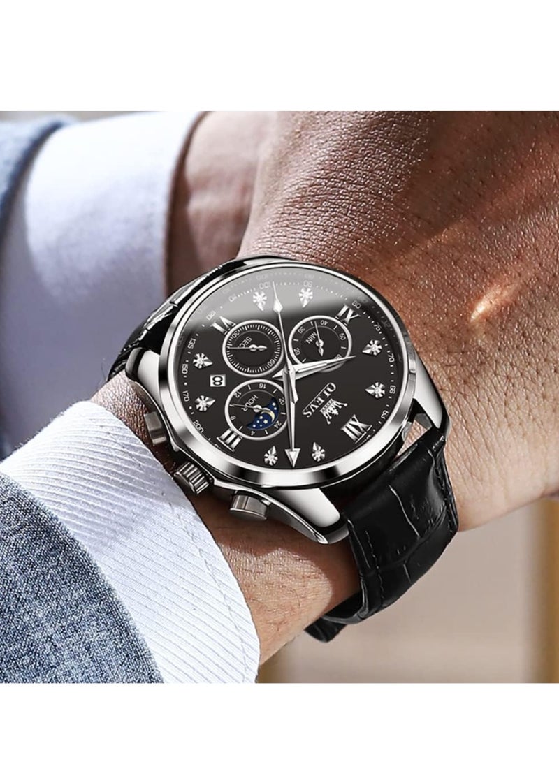 OLEVS Watches for Men Quartz Leather Chronograph Water Resistant Watch 2888 - Image 3