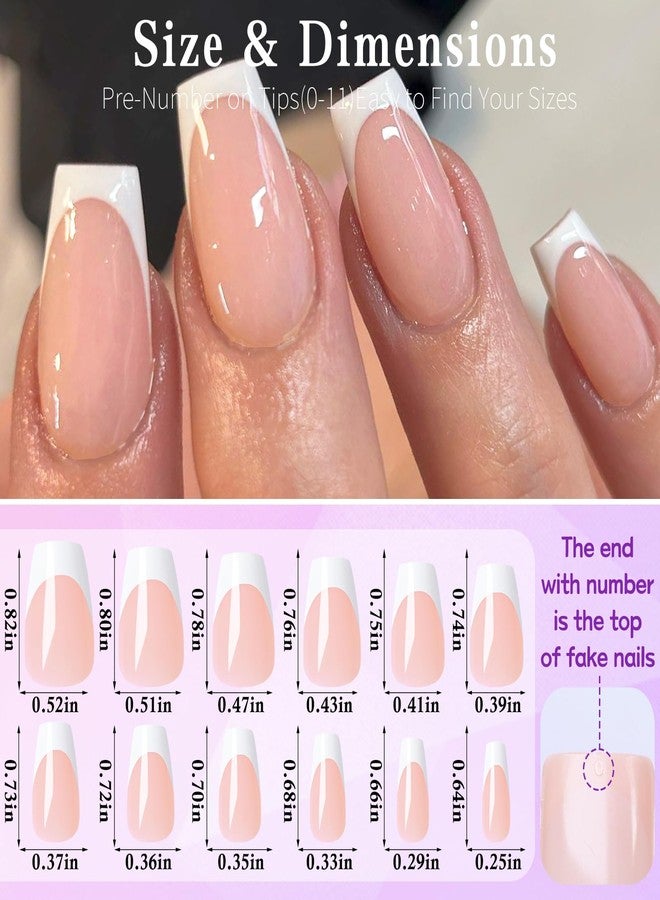 Lifextol 240pc French Tip Press on Nails Medium Fake Nails with Glue and Adhesive Tab, False Acrylic Nails Press on Nails Coffin Nail Tips Artificial Glue on Nails Press ons Fingernail Stick on Nails - Image 5