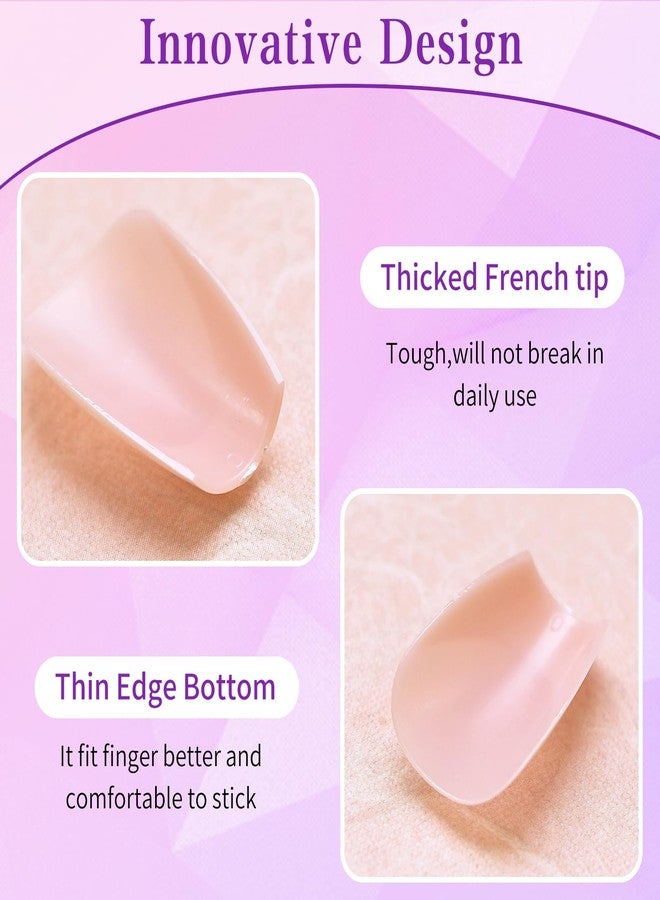 Lifextol 240pc French Tip Press on Nails Medium Fake Nails with Glue and Adhesive Tab, False Acrylic Nails Press on Nails Coffin Nail Tips Artificial Glue on Nails Press ons Fingernail Stick on Nails - Image 4