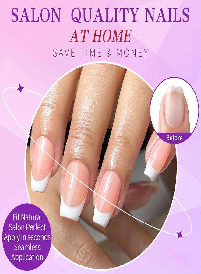 Lifextol 240pc French Tip Press on Nails Medium Fake Nails with Glue and Adhesive Tab, False Acrylic Nails Press on Nails Coffin Nail Tips Artificial Glue on Nails Press ons Fingernail Stick on Nails - Image 3
