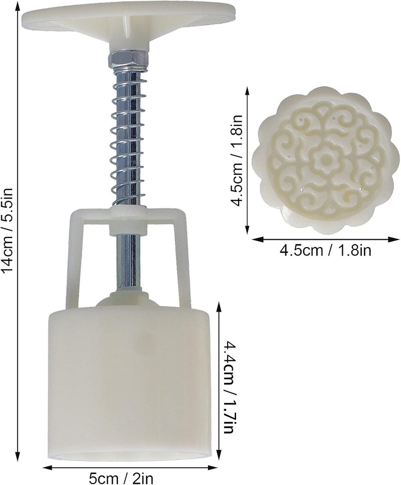 50g Moon Cake Mold Press, Cookie Press Mold Hand Pressed Moon Cake Mould with 6 Printing Stamps for DIY Cookie Pastry Baking (traditional flower) - Image 4