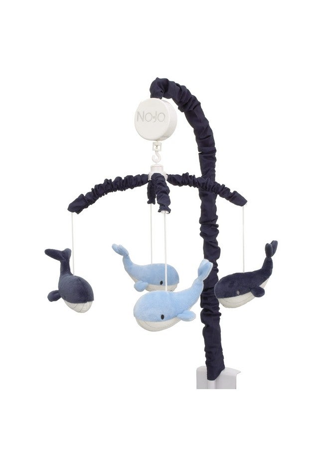 NoJo Nantucket Adventure Baby Blue and Navy Whale Musical Mobile - Image 1