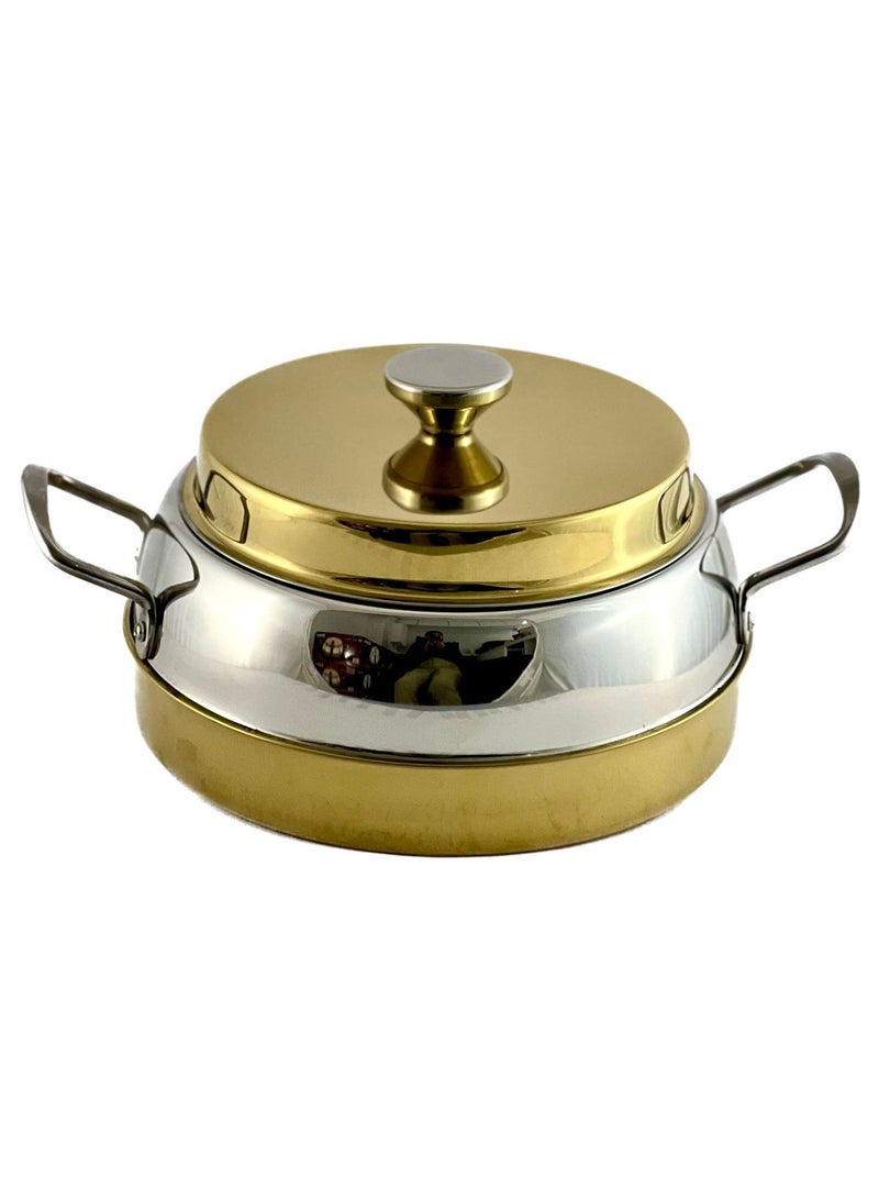 Homemaker Ellora Hotpot 7500ml Capacity - Air Tight Lid - High Quality Stainless Steel - Gold & Silver
