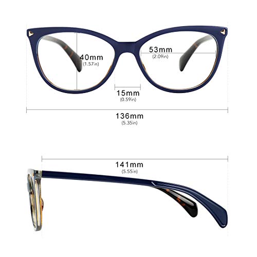 MEETSUN Non Prescription Glasses Frames For Women Large Retro Cateye Fake Eyeglasses HD Clear Lens (Blue Tortoise Frame Clear Lens) - Image 5