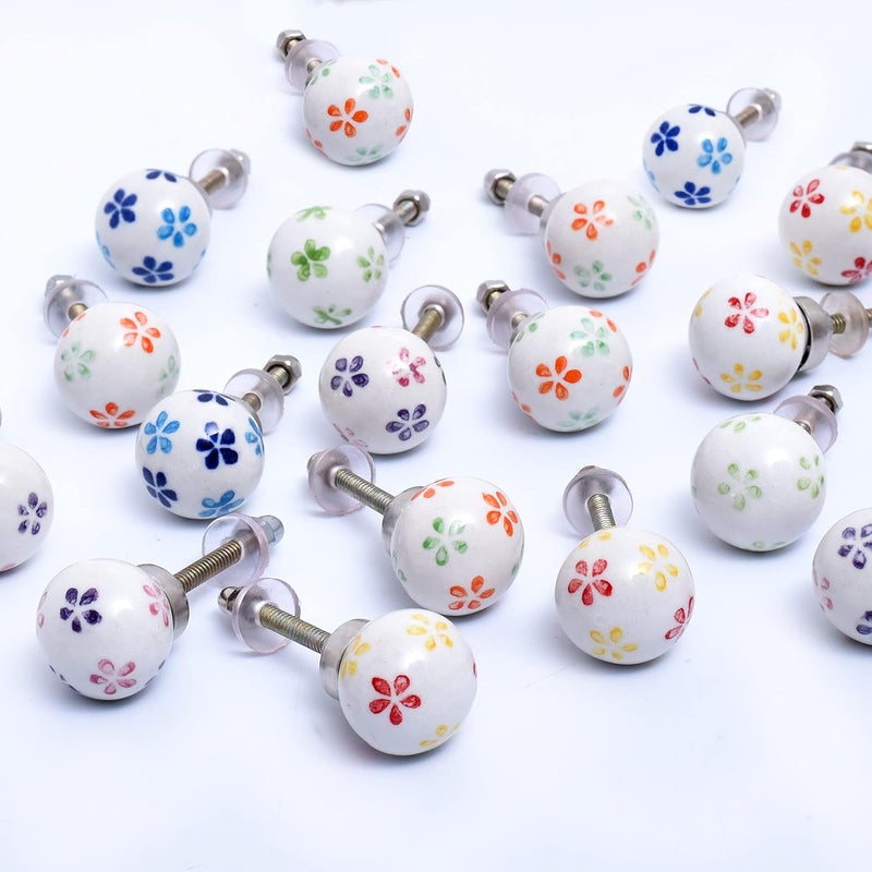 Indian-Shelf Multicolor Dotted Ceramic Cabinet Knobs Dresser Knobs 6 Pack Drawer Pulls Vintage Knobs Decorative Knobs Multi Drawer Knobs Kitchen Cabinet Knobs Multi Cabinet Pulls Door Handles 1