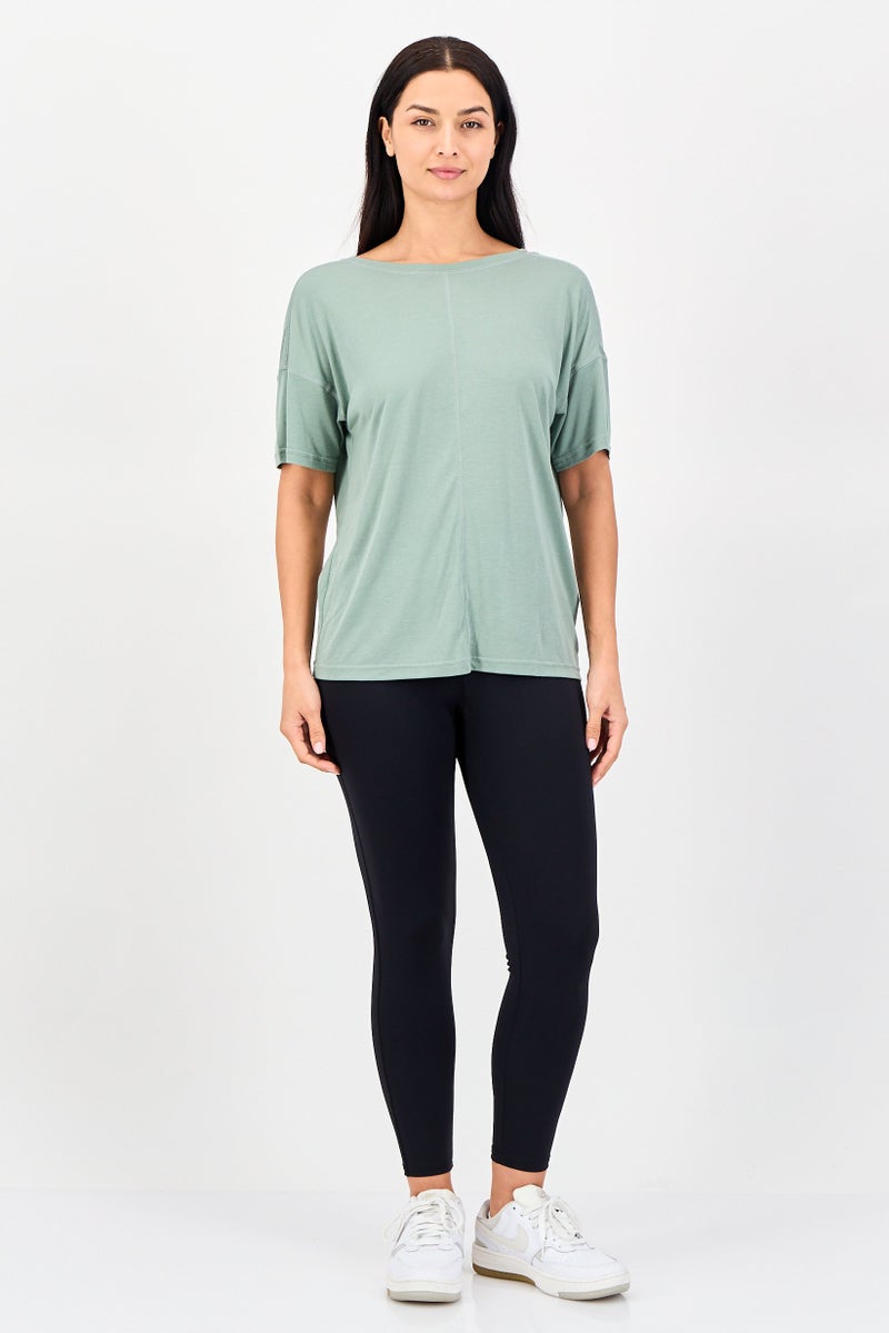 Adidas Women Sportswear Fit Short Sleeve Training Top, Sage - Image 2