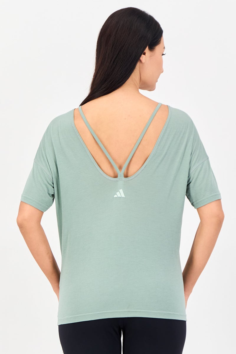 Adidas Women Sportswear Fit Short Sleeve Training Top, Sage - Image 4