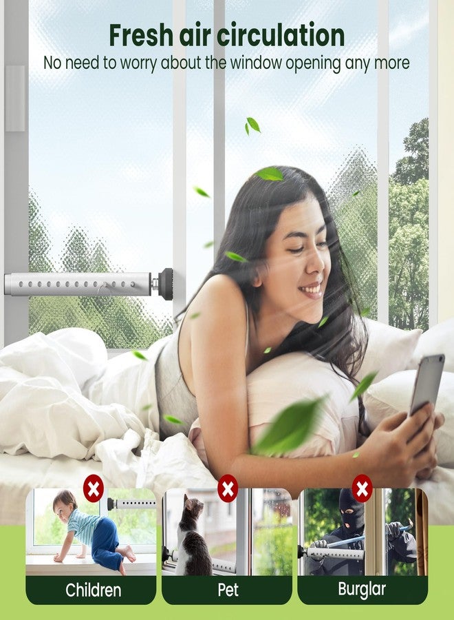 قضبان أمان نوافذ قابلة للتعديل من Gadgetzan، عبوة واحدة، قضيب قفل منزلق لحماية الأطفال/مضاد للسرقة، قفل أمان صغير محمول للنوافذ مقاس 11-18 بوصة بقاعدة مطاطية للنوافذ الرأسية والأفقية - أبيض - Image 4