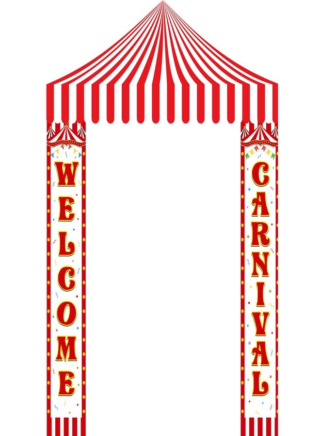 Ziliny 3 Pcs Carnival Party Decorations Circus Tent Awning Halloween Red White Banner Concession Stand(Festival Style) - Image 1