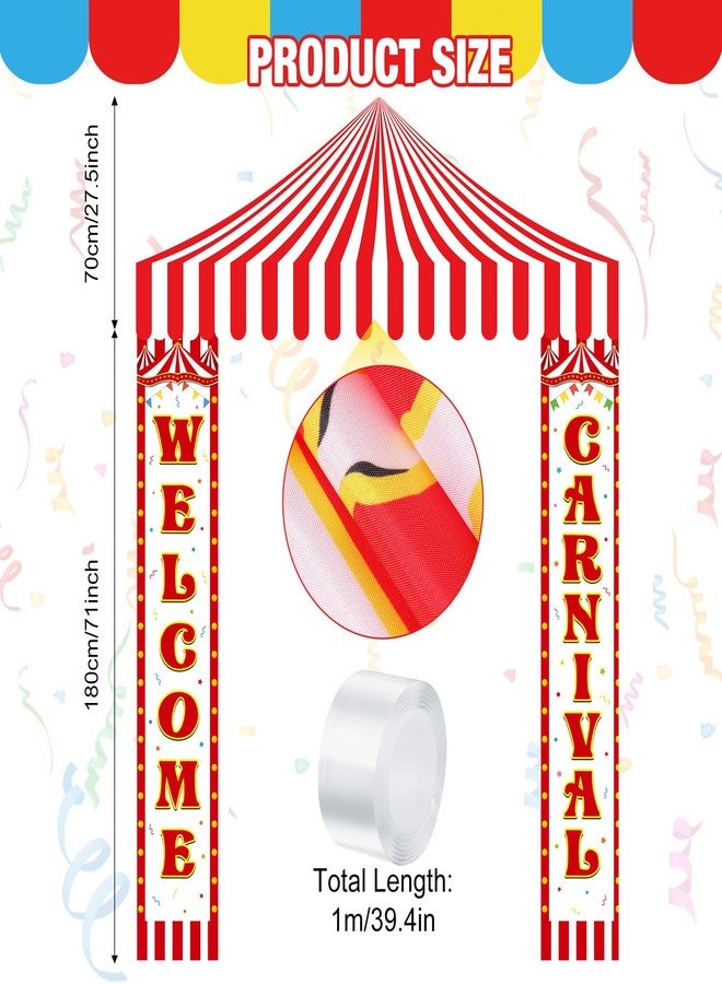 Ziliny 3 Pcs Carnival Party Decorations Circus Tent Awning Halloween Red White Banner Concession Stand(Festival Style) - Image 2