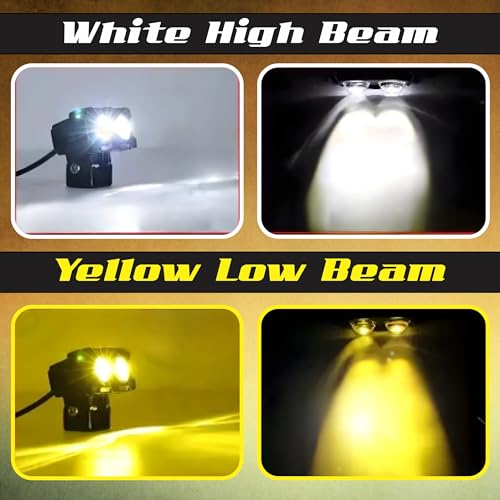 MIKANIX Waterproof LED Fog Light Lens Projector With HD Lens Super Bright Dual Color White | Yellow With High & Low Beam For All Motorbike, Scooty & ATVs - Image 3