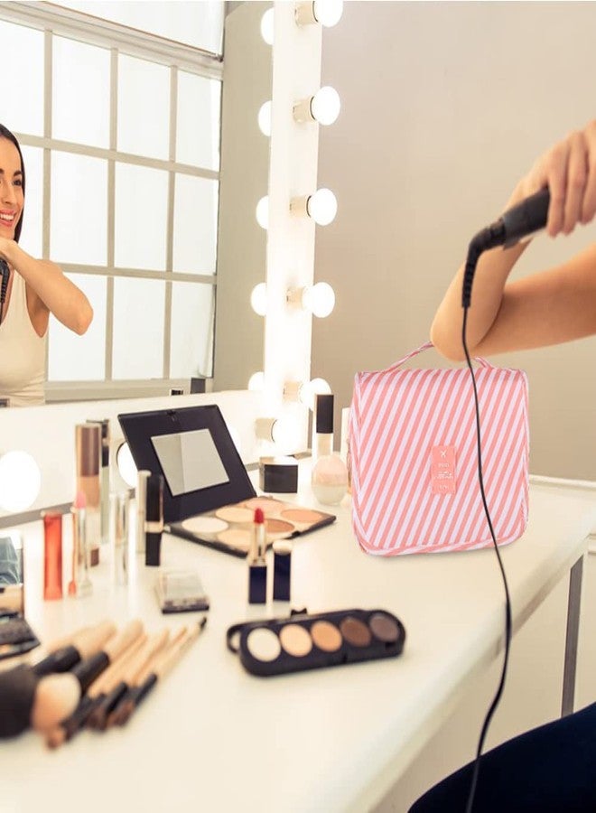 بينج شاو ماي حقيبة أدوات تجميل Pengxiaomei، حقيبة مستحضرات تجميل معلقة مقاومة للماء، حقيبة مكياج محمولة للسفر، حقيبة حمام، هدية مثالية للنساء والفتيات في عيد الميلاد (لون وردي) - Image 5