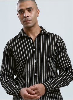 RAVIN Black & White Long Sleeves Striped Shirt  - Image 4