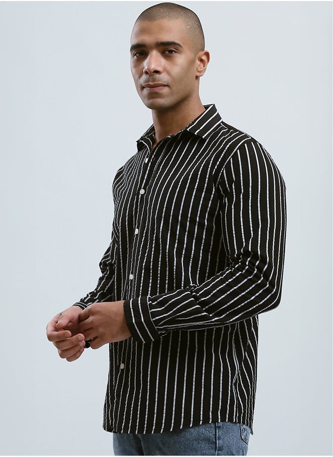 RAVIN Black & White Long Sleeves Striped Shirt  - Image 2