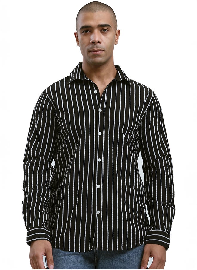 RAVIN Black & White Long Sleeves Striped Shirt  - Image 1