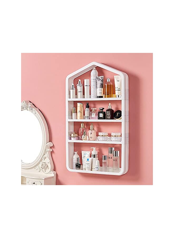 Raxoom Shelf Cosmetic Makeup Organizer Rack Wall Mounted Storage Shelves for Bedroom Bathroom Kitchen Laundry Room Storage No Drilling (White) - Image 4