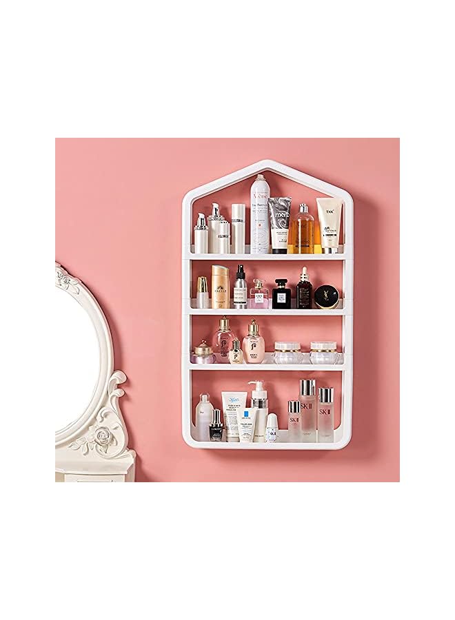 Raxoom Shelf Cosmetic Makeup Organizer Rack Wall Mounted Storage Shelves for Bedroom Bathroom Kitchen Laundry Room Storage No Drilling (White) - Image 2