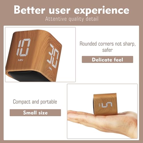 VEWINGL Cube Productivity Timer, 5/10/30/60 Min Presets + Custom Countdown, Silent/Vibrate/Sound Alarm, Pause & Resume, Desk Timer for Work, Study, Tasks, Kitchen - Image 3