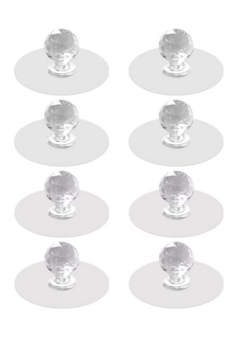 SYOSI Cabinet Drawer Knobs, Clear Diamond Crystal Shaped Pulls Handles for Wardrobe, Kitchen Cupboard, Bathroom Dresser, Furniture Door Window, Self-Adhesive Drill Free Push Pull Helper 8 pcs  - Image 1