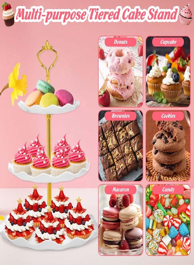 Dexpinzo 46Pcs Dessert Table Display Set 2X 3 Tier Cupcake Cake Tower Stand 2X Plastic Cookie Candy Food Serving Platters and Trays Donut Holder Stand Treat Display for Wedding Baby Shower Afternoon Tea Party - Image 5