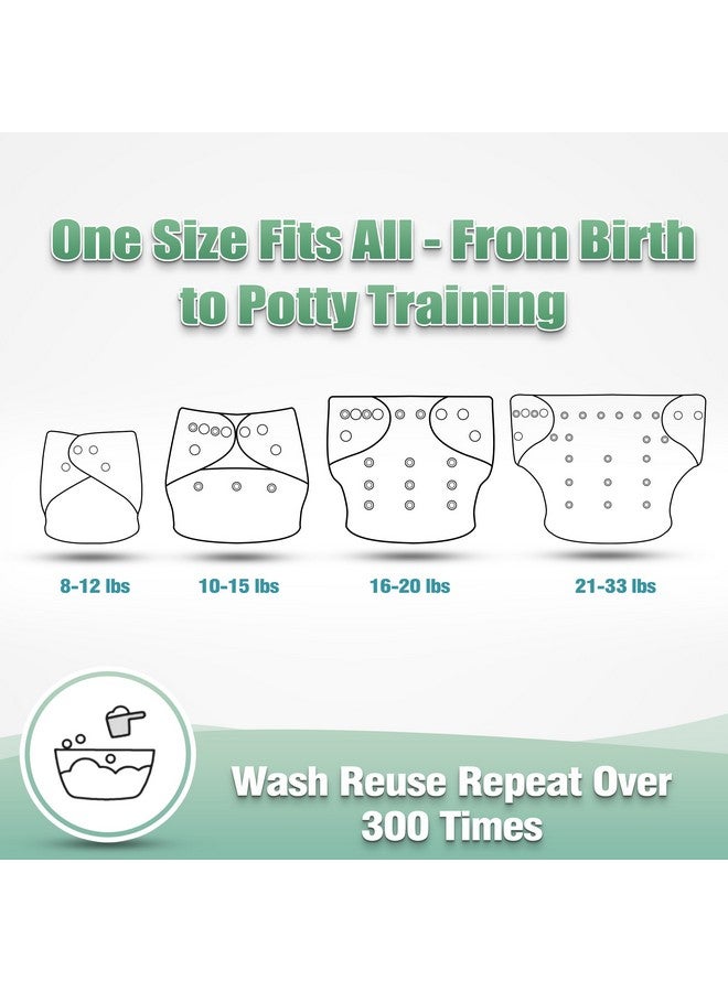 Wegreeco wegreeco Cloth Diapers 6 Pack with 6 Inserts & 1 Wet Bag, Washable Cloth Diapers for Babies, One Size Adjustable Reusable Diapers Baby (Flower)  - Image 3