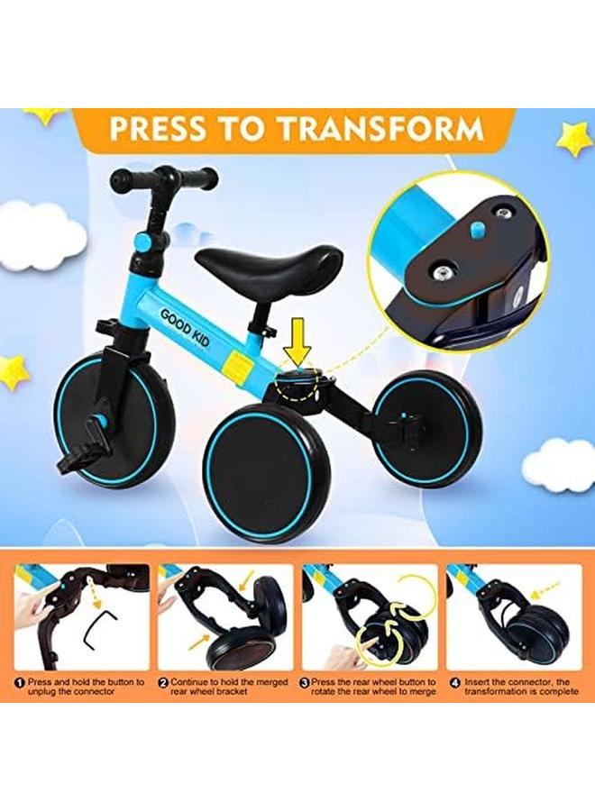 SKY-TOUCH Kids Balance Bike Kids Tricycles For 1 4 Years Toddlers Trike With Adjustable Seat Indoor Outdoor Boys Girls Kids First Birthday Gifts Blue  - Image 3