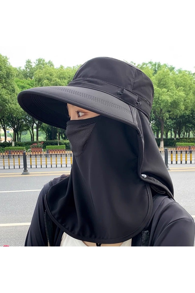 Fishing Hat for Men & Women, Outdoor UV Sun Protection Wide Brim Hat with Face Cover & Neck Flap grey - Image 5