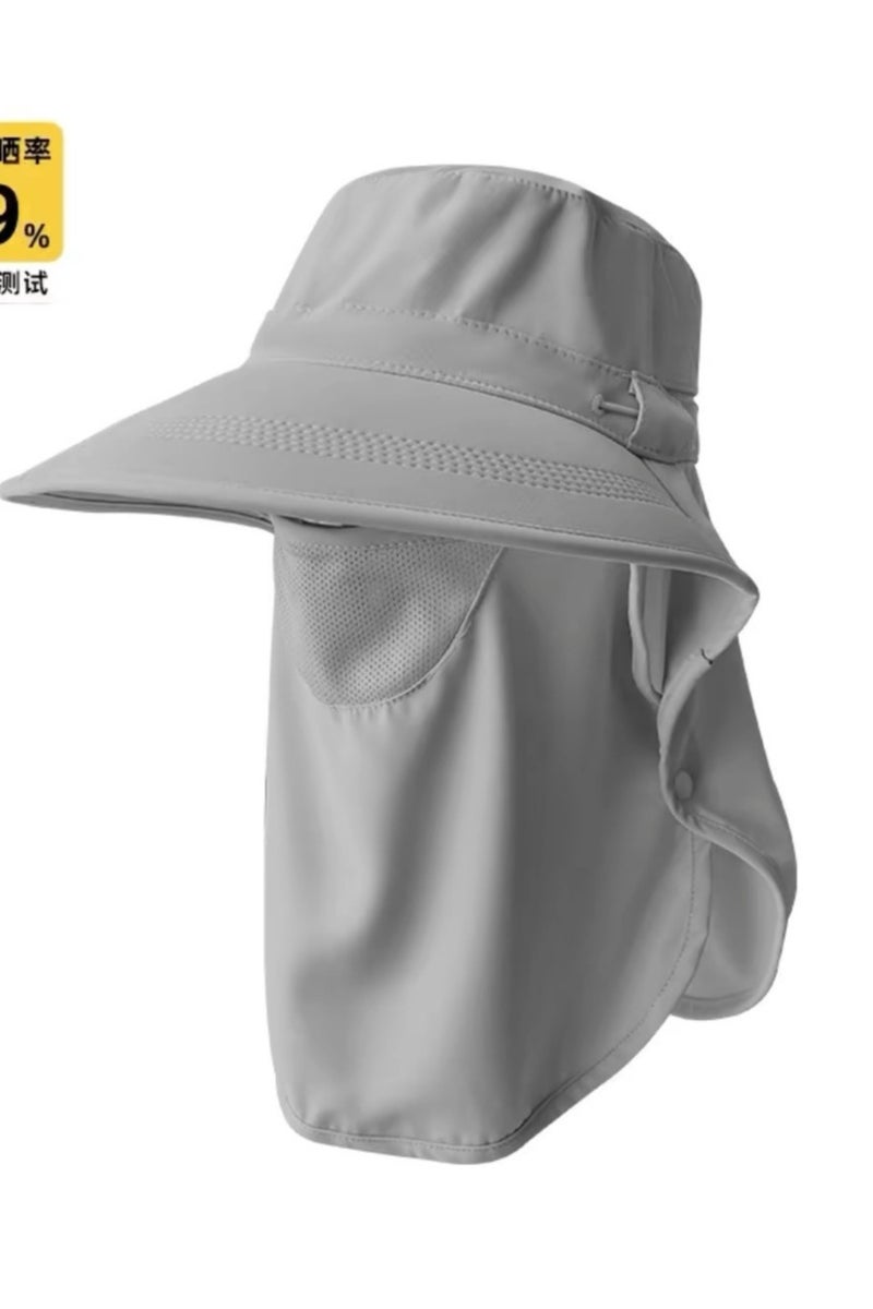 Fishing Hat for Men & Women, Outdoor UV Sun Protection Wide Brim Hat with Face Cover & Neck Flap grey - Image 1