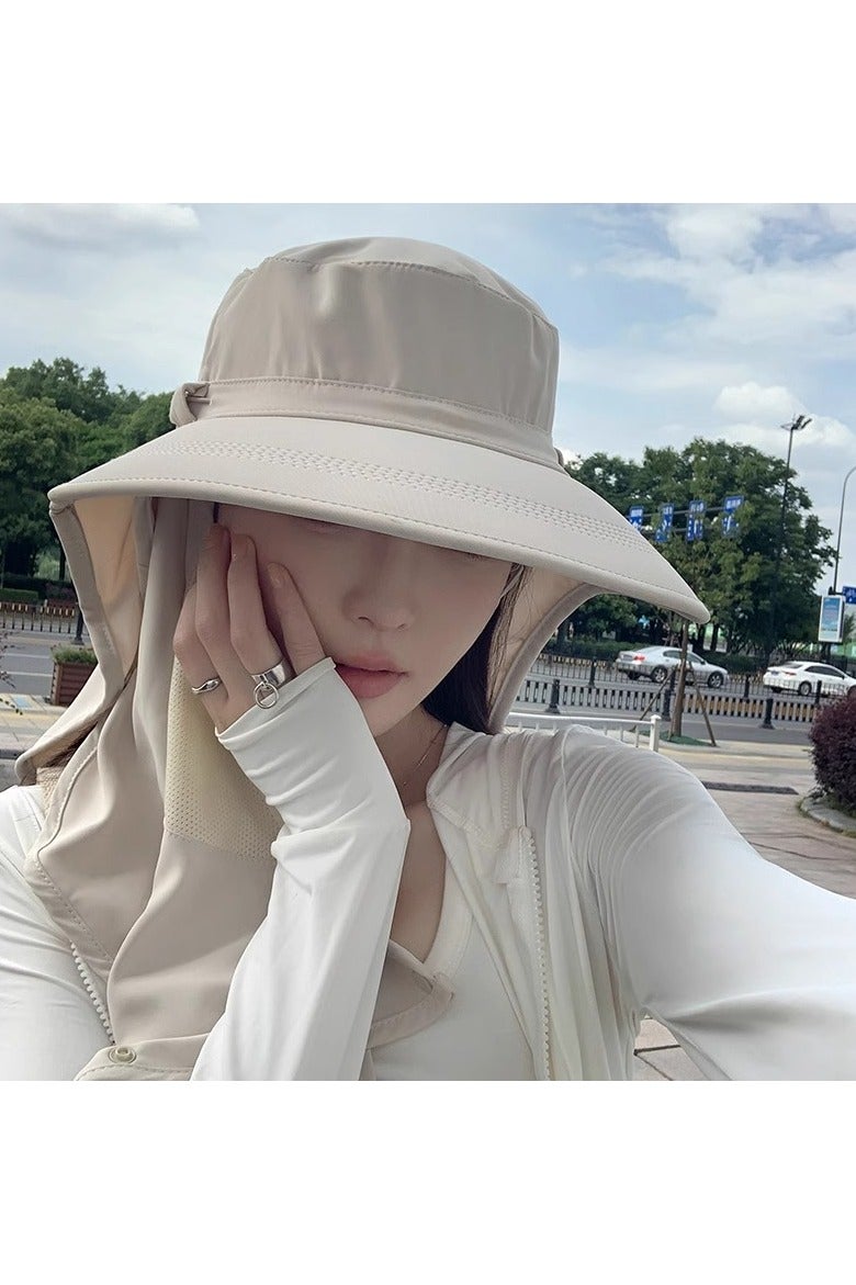 Fishing Hat for Men & Women, Outdoor UV Sun Protection Wide Brim Hat with Face Cover & Neck Flap grey - Image 3