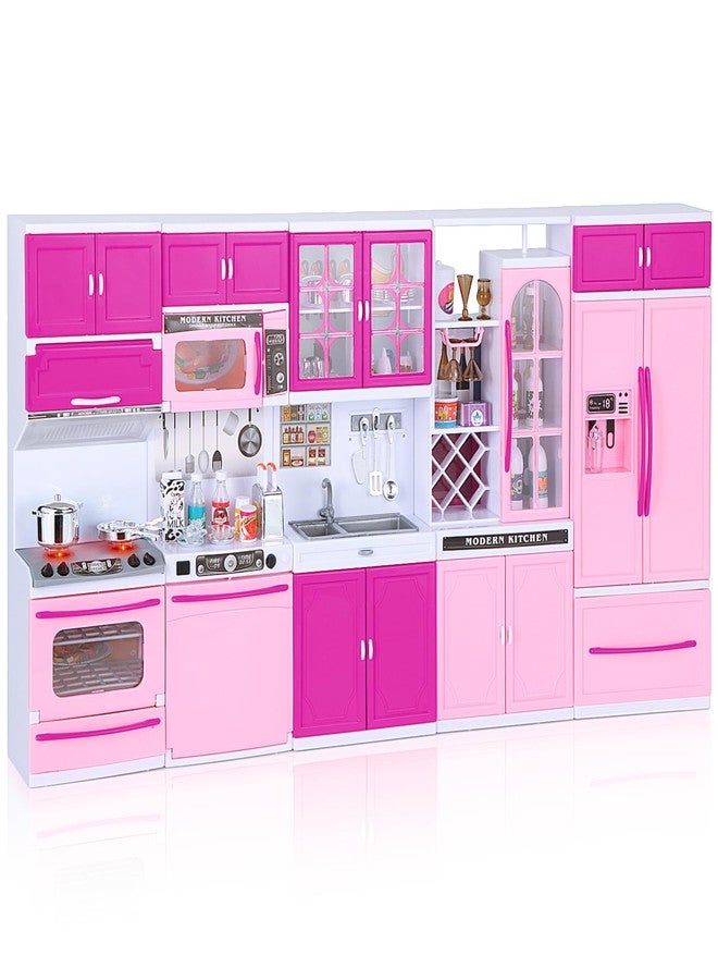 Mastom Kitchen Playset for Girls, Play Kitchen Toys for Dolls with Realistic Lights & Sounds, 56PCS Kids Pretend Play Kitchen Toy Accessories, Gifts for Toddlers Girls 3 4 5 6 Year Old - Image 1