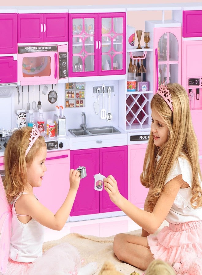 Mastom Kitchen Playset for Girls, Play Kitchen Toys for Dolls with Realistic Lights & Sounds, 56PCS Kids Pretend Play Kitchen Toy Accessories, Gifts for Toddlers Girls 3 4 5 6 Year Old - Image 4