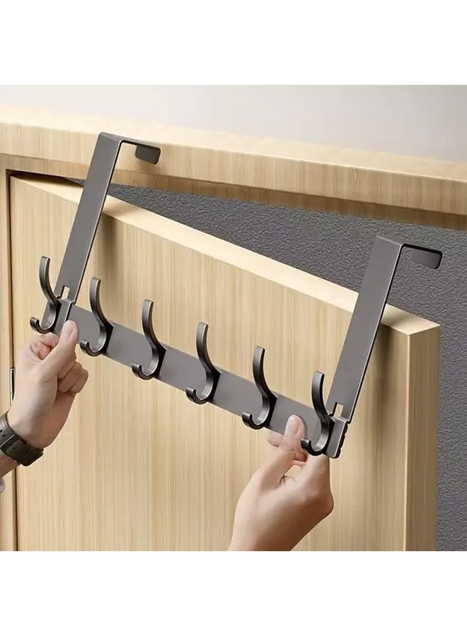 Modern Style Over The Door Hook Rack 6 Hooks No Installation Needed Space Saving Organizer - Image 2