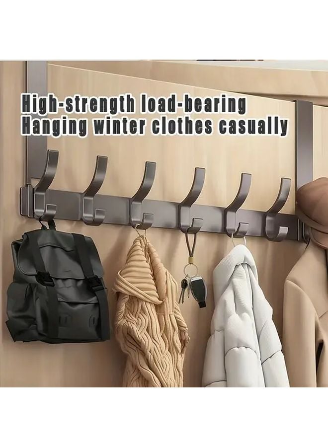 Modern Style Over The Door Hook Rack 6 Hooks No Installation Needed Space Saving Organizer - Image 3