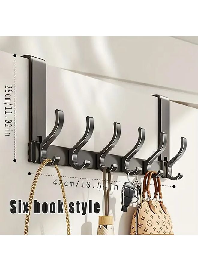 Modern Style Over The Door Hook Rack 6 Hooks No Installation Needed Space Saving Organizer - Image 1