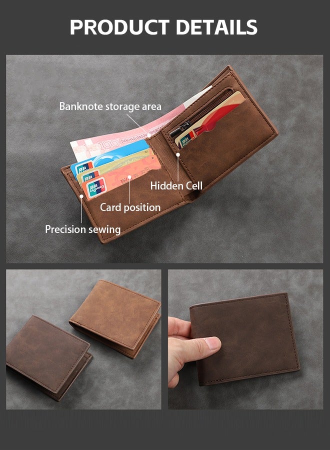 فزاع محفظة نحيفة للرجال، تصميم بسيط ورقيق، محفظة معدنية مع مشبك نقود للرجال، بطاقات الائتمان والخصم، رخصة القيادة (بني غامق) - Image 2