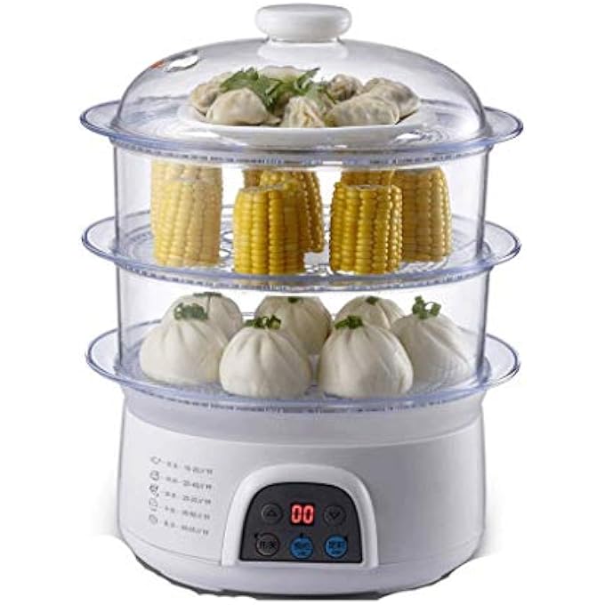 جهاز بخار كهربائي ثلاثي الطبقات لطهي الطعام بالبخار، جهاز بخار خضراوات مع سلال قابلة للتكديس خالية من مادة BPA بثلاث طبقات، حاملات بيض - Image 3