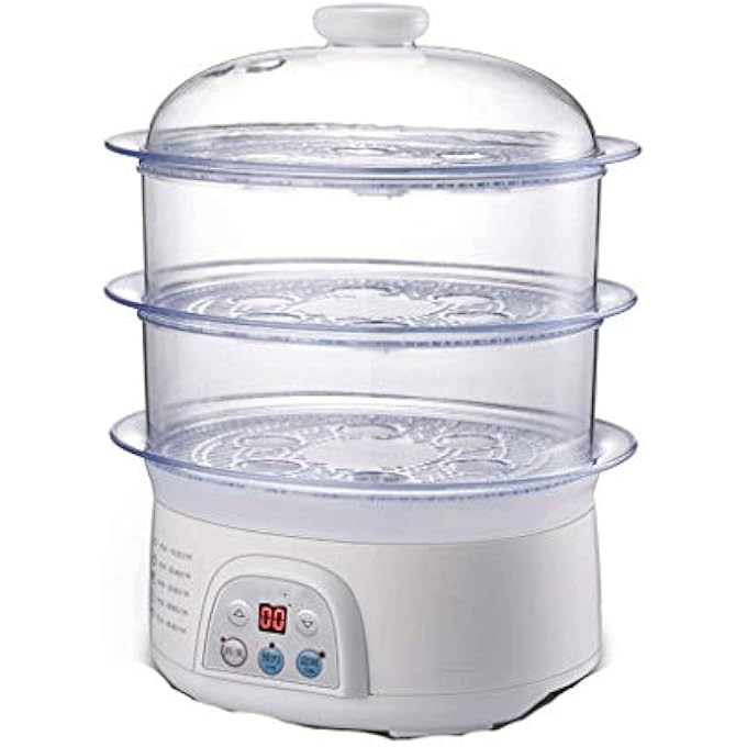 جهاز بخار كهربائي ثلاثي الطبقات لطهي الطعام بالبخار، جهاز بخار خضراوات مع سلال قابلة للتكديس خالية من مادة BPA بثلاث طبقات، حاملات بيض - Image 2