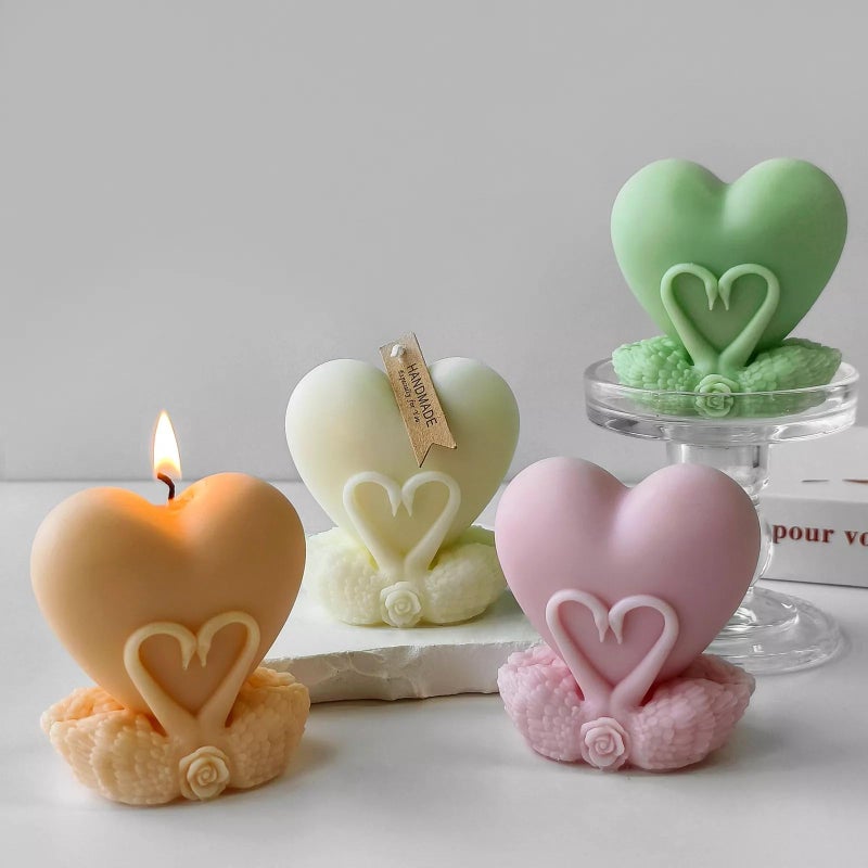FirstTry Candle Mold I 3D Fondant Heart with Swan Shape Silicone Scented Mould I for DIY Handmade Ornament Chocolate Cake Décor Aromatherapy Soap Resin Art Craft Making Home Party Décor - Image 4