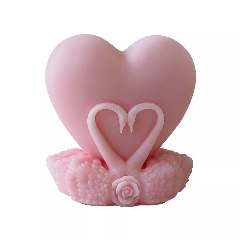 FirstTry Candle Mold I 3D Fondant Heart with Swan Shape Silicone Scented Mould I for DIY Handmade Ornament Chocolate Cake Décor Aromatherapy Soap Resin Art Craft Making Home Party Décor - Image 1