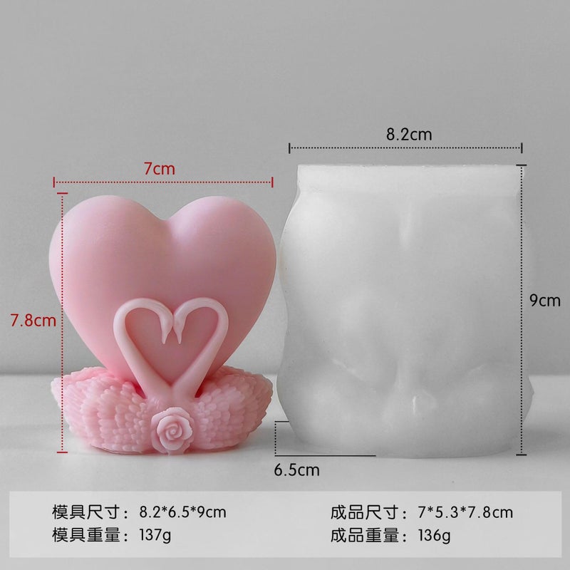 FirstTry Candle Mold I 3D Fondant Heart with Swan Shape Silicone Scented Mould I for DIY Handmade Ornament Chocolate Cake Décor Aromatherapy Soap Resin Art Craft Making Home Party Décor - Image 2