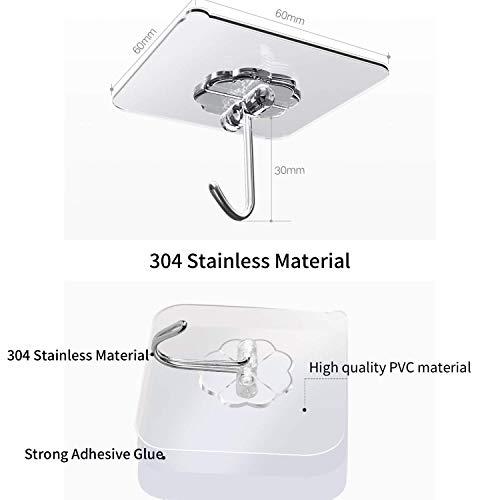 Nubilous self Adhesive Sticky Hooks, Heavy Duty Sticky Hooks for Hanging 10KG (Max), Waterproof Transparent Adhesive Hooks for Wall, Wall Hangers for Hanging Kitchen (10 Hook) (30 Hook) - Image 3