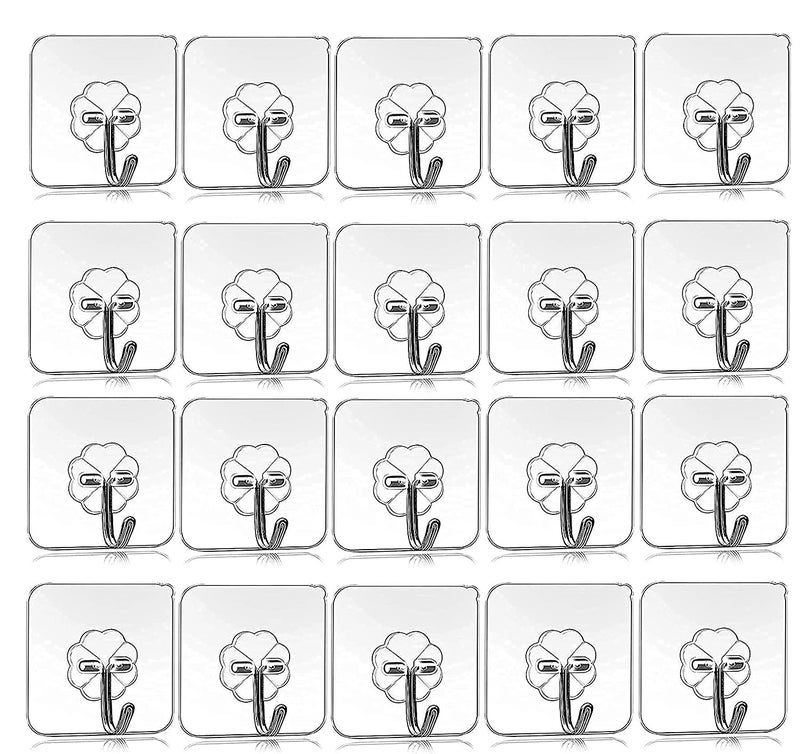 Nubilous self Adhesive Sticky Hooks, Heavy Duty Sticky Hooks for Hanging 10KG (Max), Waterproof Transparent Adhesive Hooks for Wall, Wall Hangers for Hanging Kitchen (10 Hook) (30 Hook) - Image 1