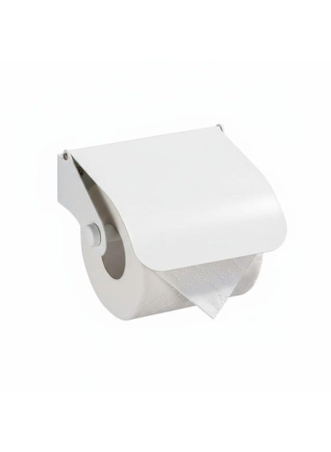 White stainless steel toilet paper holder, wall-mounted, bathroom toilet paper holder. - Image 1