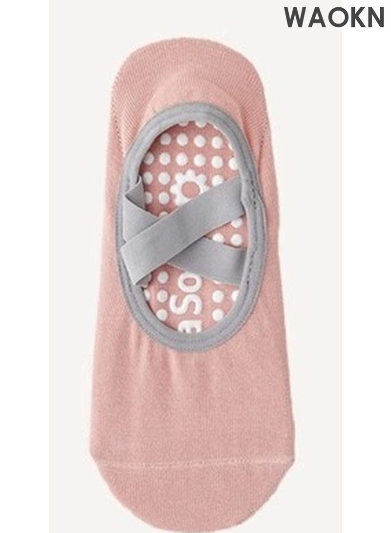 دبليو أيه أو كي أن ٣ أزواج من جوارب بيلاتس القطنية للنساء، جوارب يوغا مانعة للانزلاق، مريحة، قابلة للتهوية، تمتص الرطوبة، وتحافظ على ثباتها، مثالية لليوغا/البيلاتس/الباليه/الرقص/التمارين الرياضية (رمادي، أسود، وردي) - Image 3