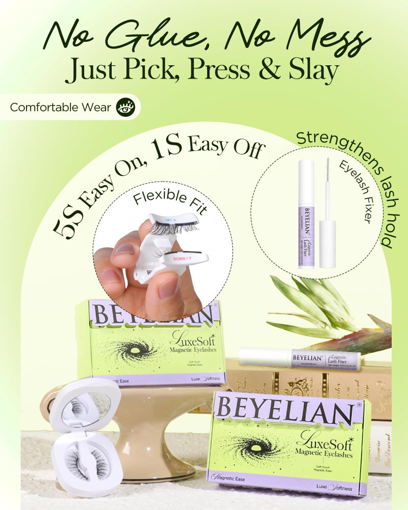 BEYELIAN Soft Magnetic Eyelashes with Applicator, Reusable Magnetic Lashes with New Eyelash Fixer, Eyelashes Natural Look, Easy to Wear - Image 2