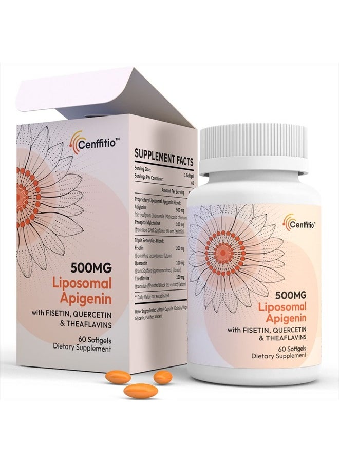 Cenffitio - Liposomal apigenin 500mg Softgels - Optimal Apigenin Supplement with Fisetin, Quercetin and Theaflavins (60 Count (Pack of 1)) - Image 1